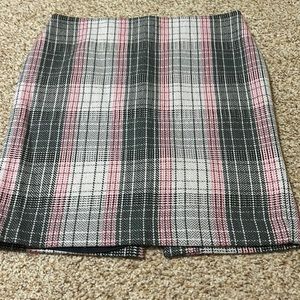 Talbots pink and gray plaid skirt